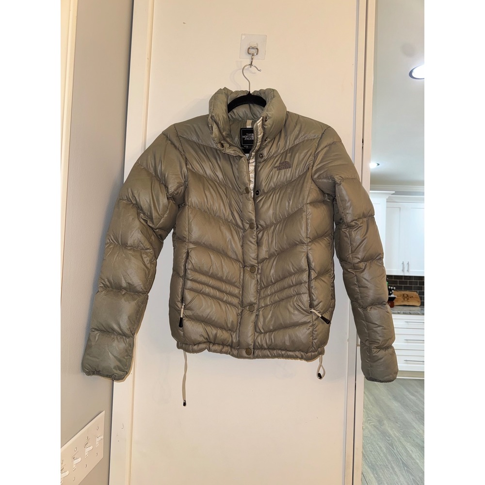 The North Face 700 Fill Down Puffer Jacket Womens Medium Taupe Olive Green
